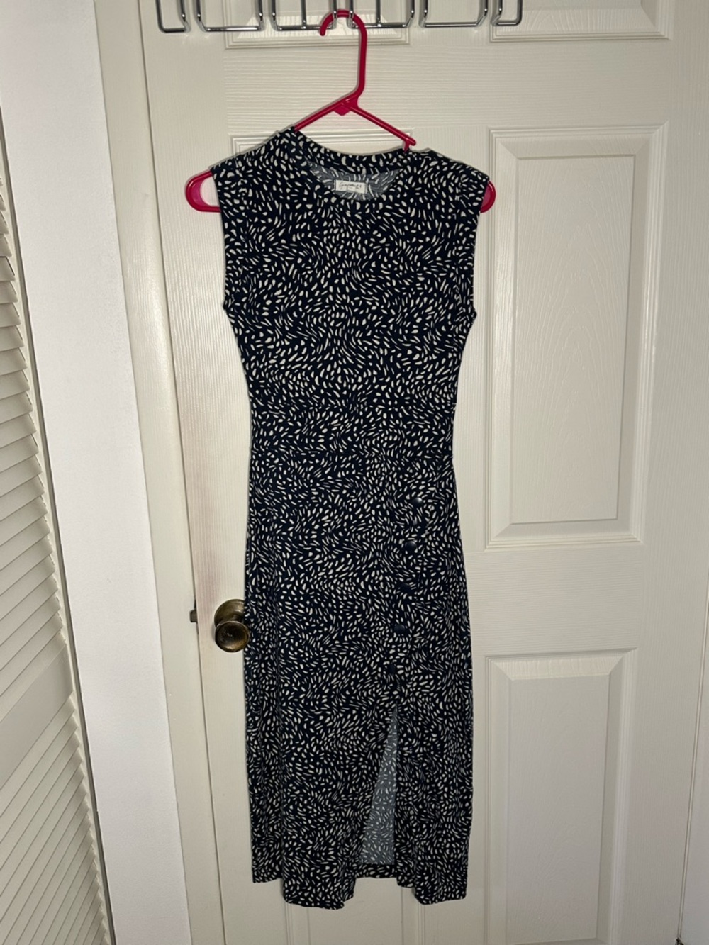 Grey State Blue and White Sleeveless Printed Midi Dress
